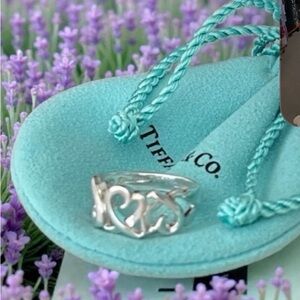 Tiffany & Co. Silver Open Heart Swirl Ring - Tiffany Blue Pouch